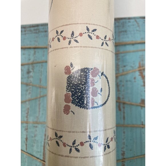 Vintage 80s Collins & Aikman Wallcovering Rolls Apple Basket Wallpaper 7847002 - Picture 6 of 7